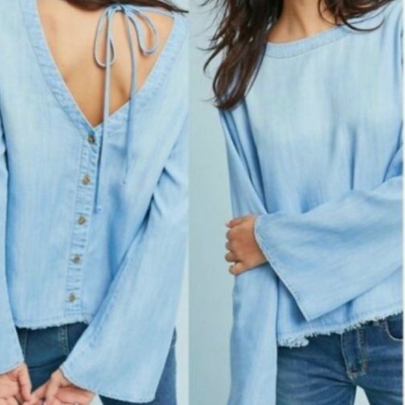 Cloth & Stone 🍁| Ombré Button Back Bell-sleeve Corduroy Blouse. - Picture 10 of 10